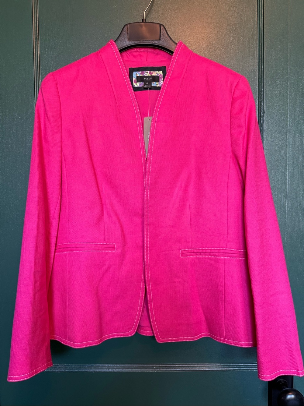 J.Crew Going-Out Blazer Stretch Linen Soft Fuchsia Pink Size 12 NWT